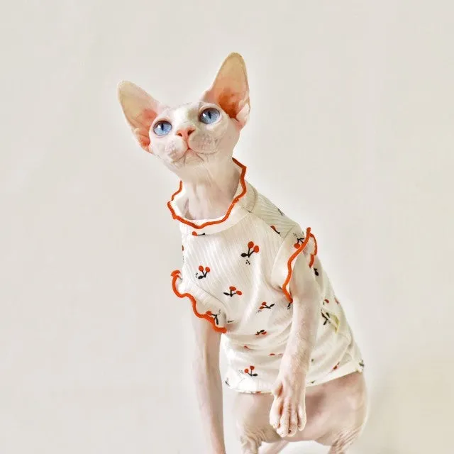 Sleeveless rubber cat vest for summer warmth, available in multiple colours and sizes XS to XXL