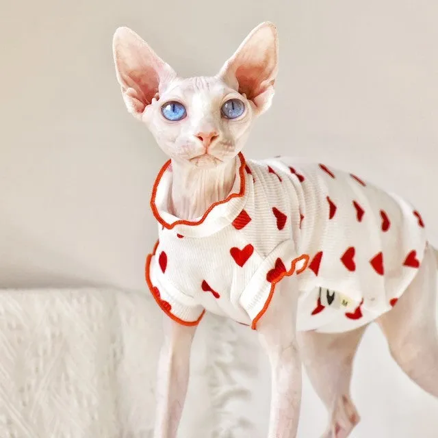 Sleeveless rubber cat vest for summer warmth, available in multiple colours and sizes XS to XXL