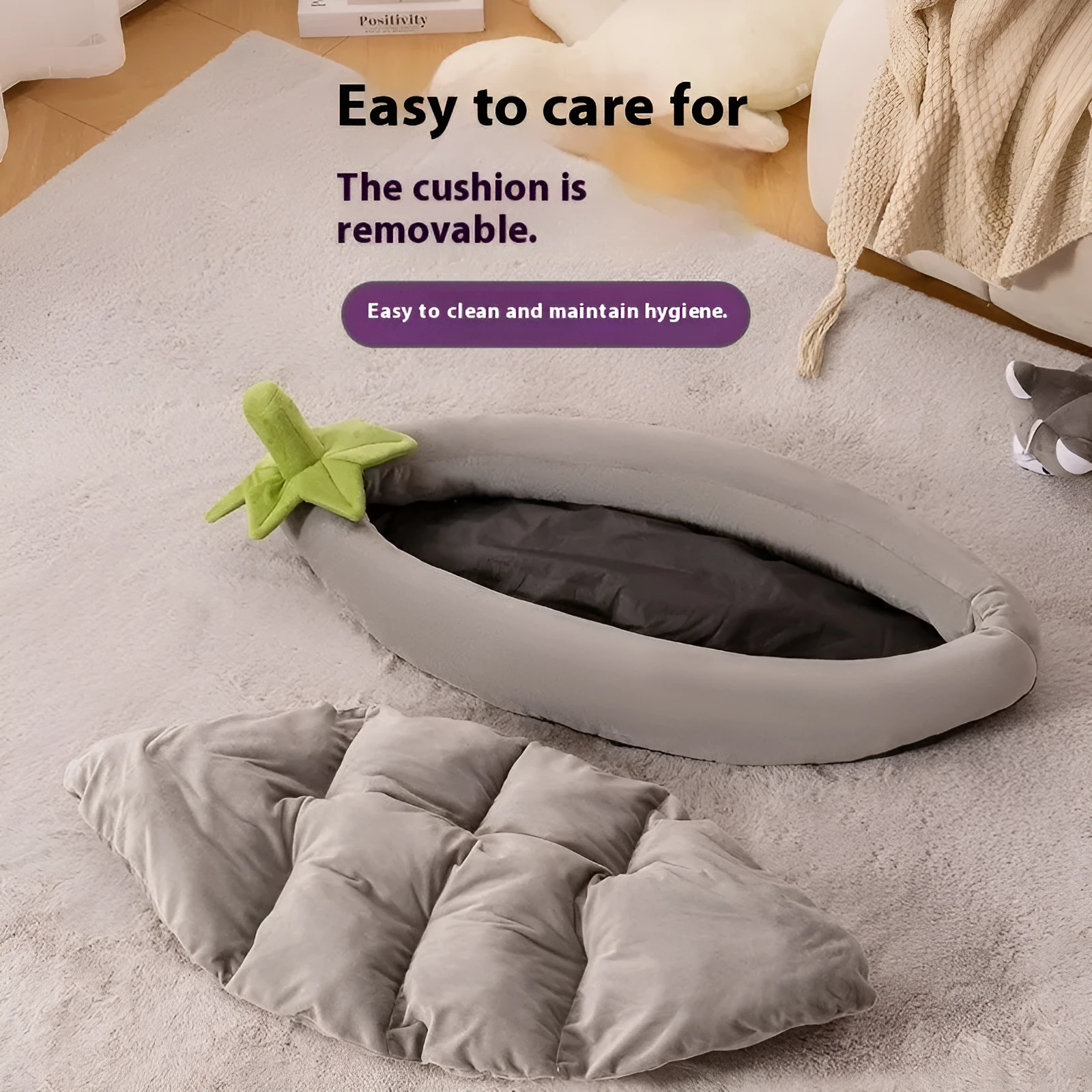 A removable washable dog bed mat in purple, shown in a large XXL size for dogs up to 29kg.