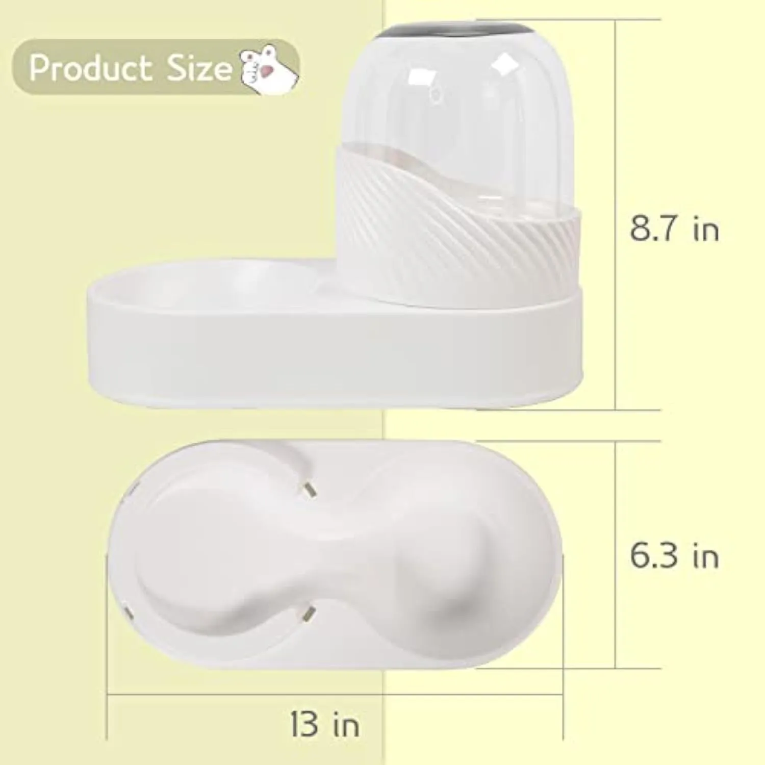 White gravity cat feeder and water dispenser set with wave design on a table.