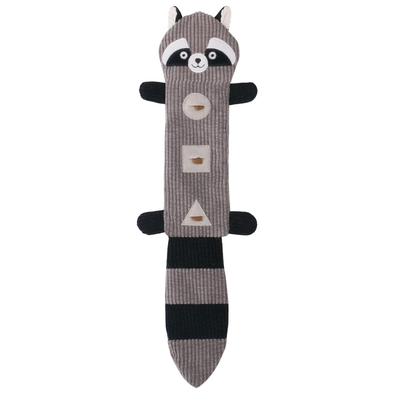 Plush animal-shaped dog toy, Fox design, 47cm long with squeaker and treat-dispensing pockets