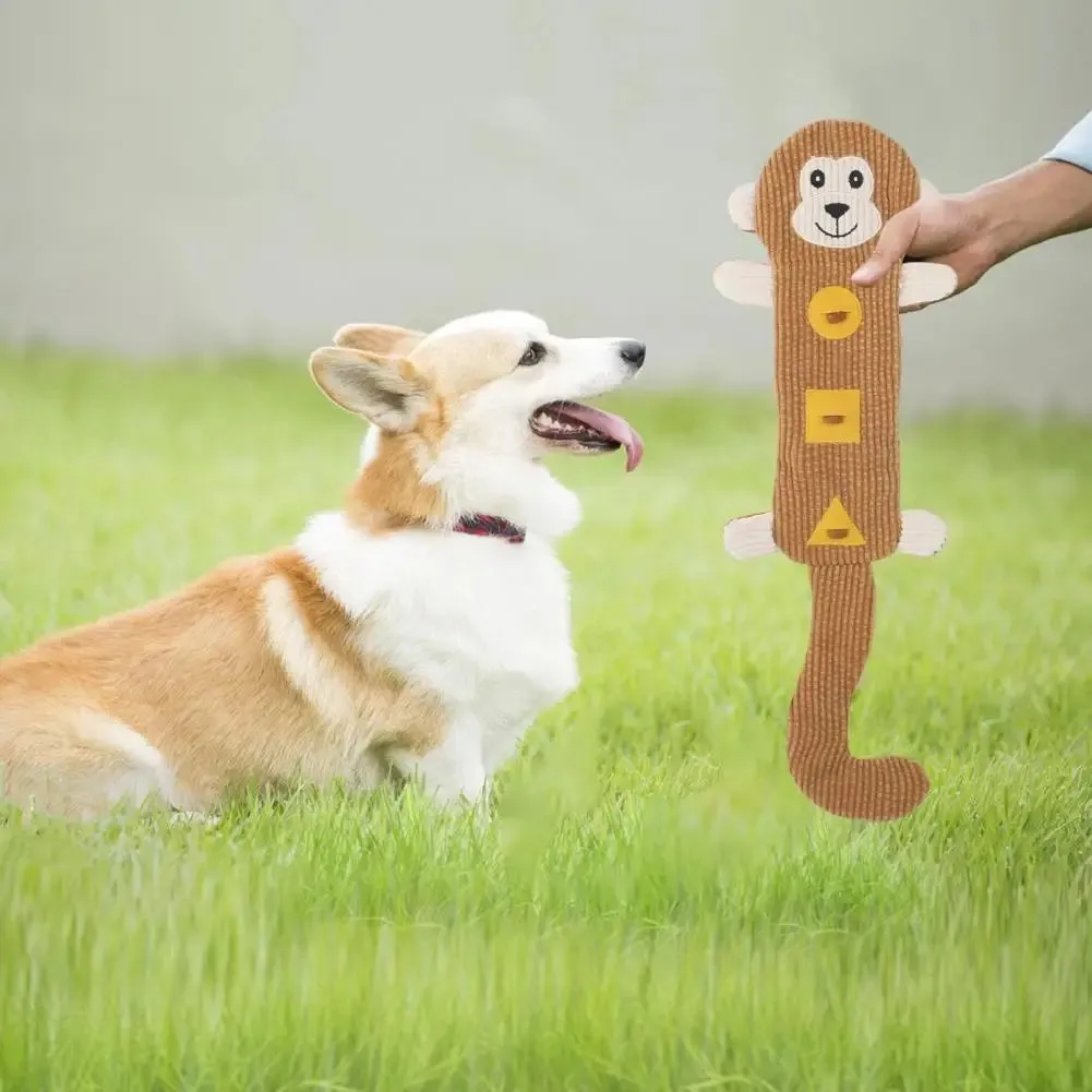 Plush animal-shaped dog toy, Fox design, 47cm long with squeaker and treat-dispensing pockets