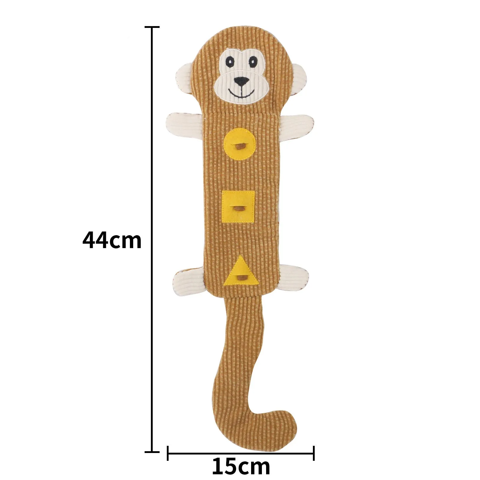 Plush animal-shaped dog toy, Fox design, 47cm long with squeaker and treat-dispensing pockets