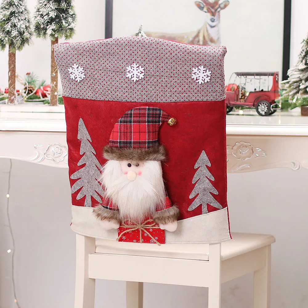 Three-dimensional cartoon chair cover featuring snowman design on cloth, home decor item