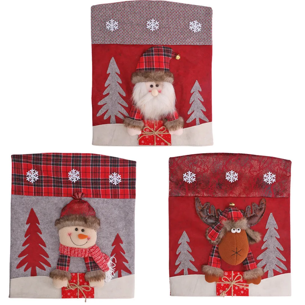 Three-dimensional cartoon chair cover featuring snowman design on cloth, home decor item