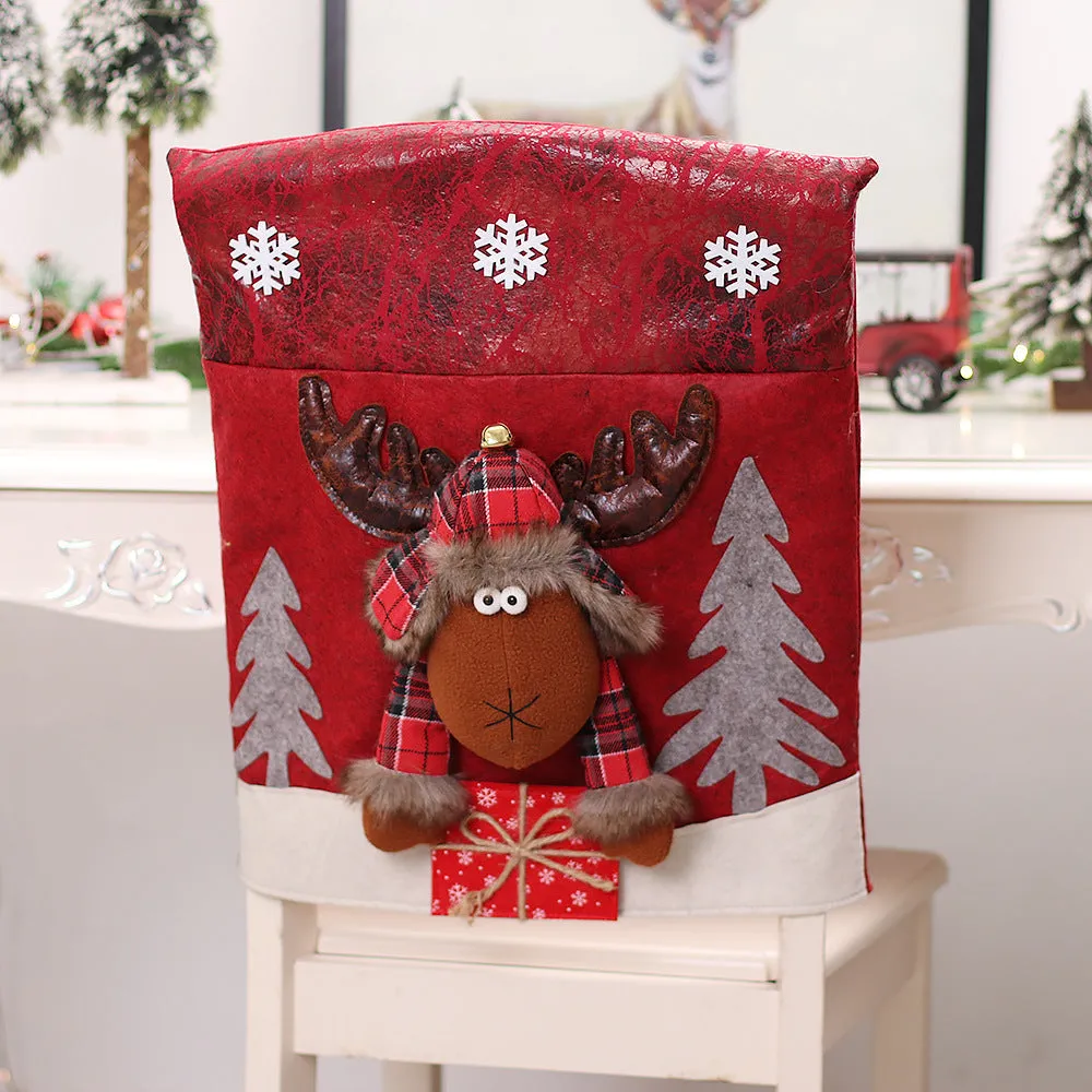 Three-dimensional cartoon chair cover featuring snowman design on cloth, home decor item