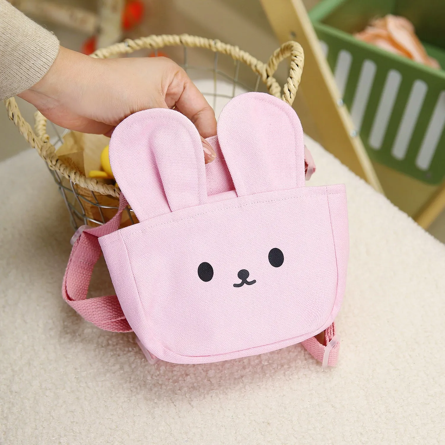 Canvas pet dog backpack in denim style, pink colour, for small and medium dogs
