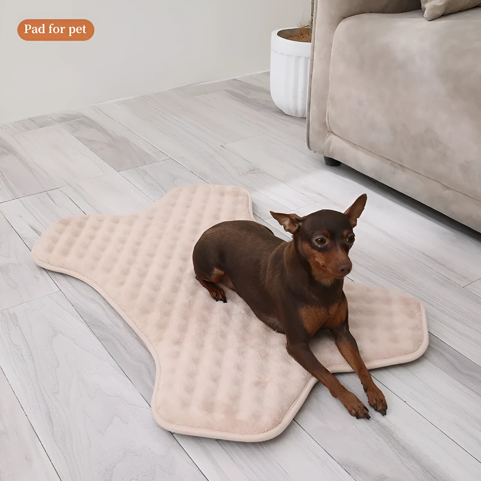 Grey anti-slip pet mat 72cm x 50cm for small and medium dogs and cats