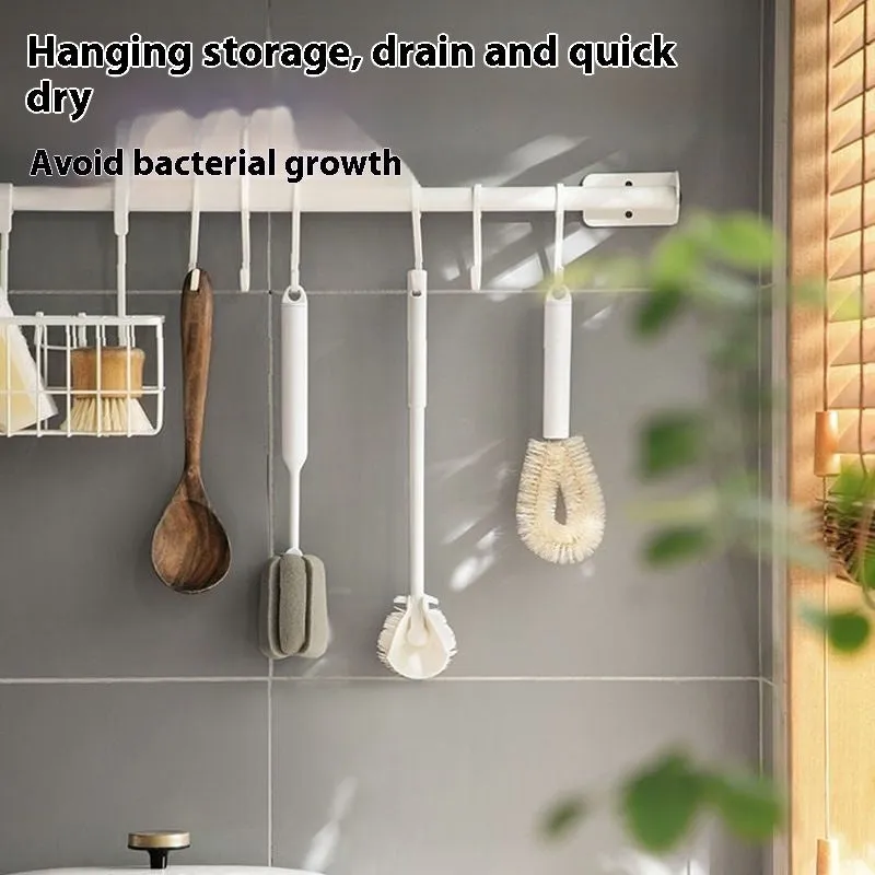 Long handle cup brush with plastic bristles, designed for cleaning cups and bottles
