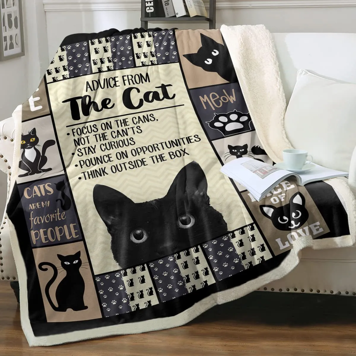 Cat sherpa blanket with animal pattern printing double layer children polyester fibre throw in multiple colours and sizes