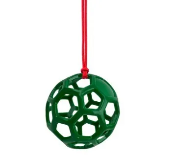 Stable hanging hay feeder toy ball with rope for small animals in red blue and green colours