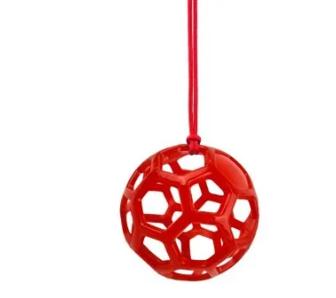 Stable hanging hay feeder toy ball with rope for small animals in red blue and green colours