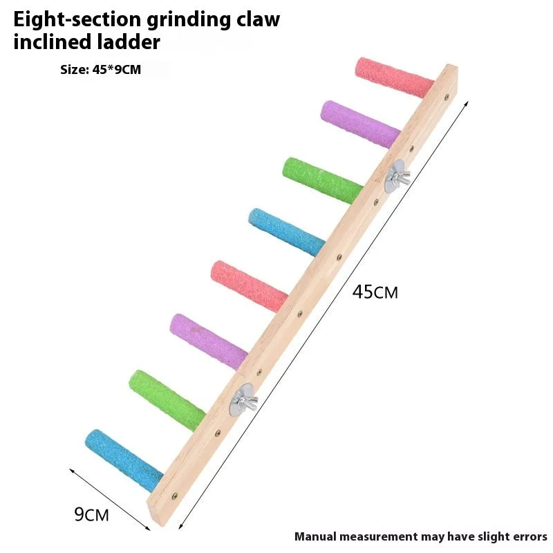 Natural wood frosted parrot grinding stick perch with ladder design