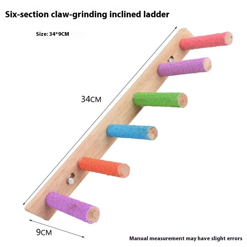 Natural wood frosted parrot grinding stick perch with ladder design