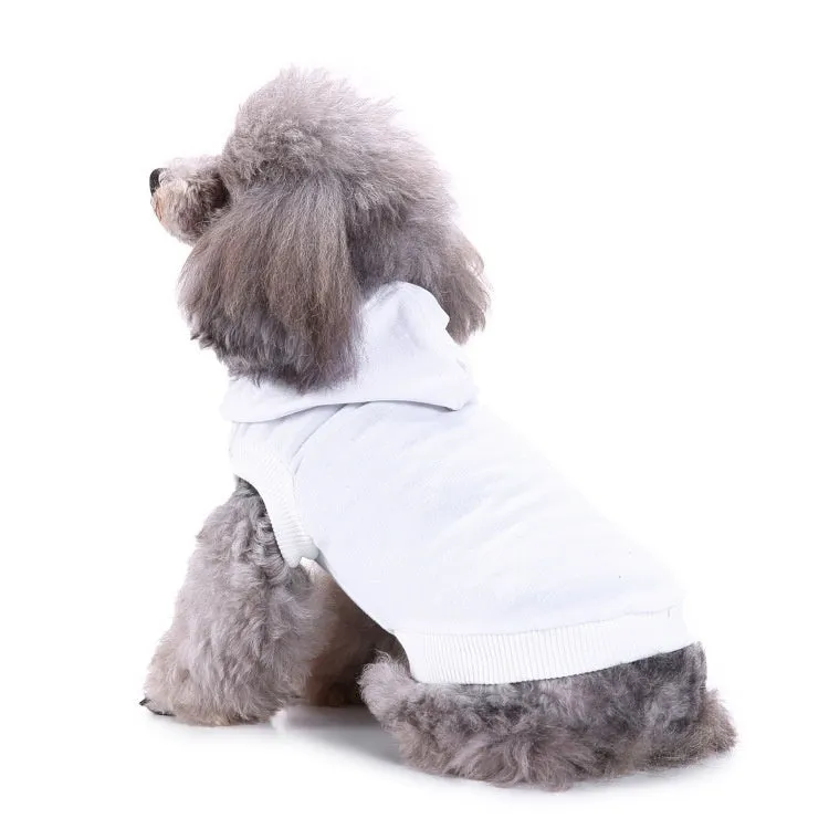Small dog wearing a cotton thin pullover hooded T-shirt in red, casual spring summer pet clothing
