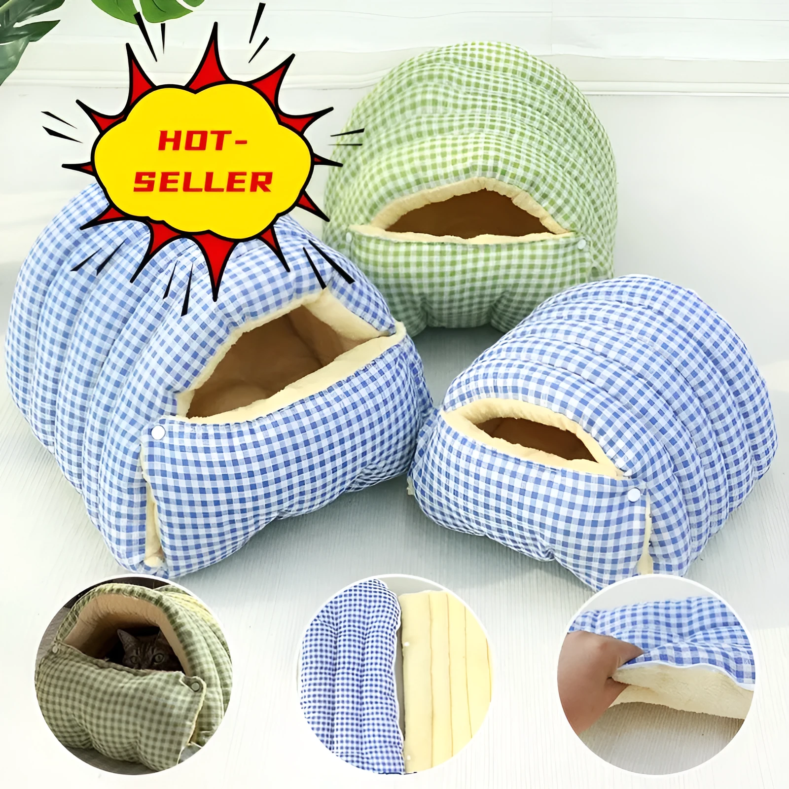 Enclosed cat kennel with removable washable cover in soft cloth, available in multiple colours and sizes