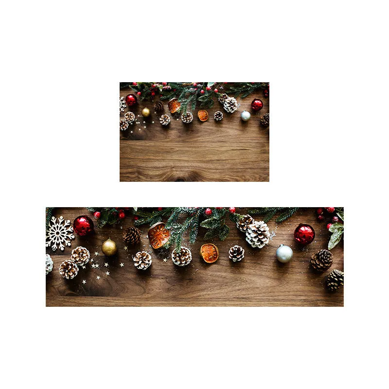 Festive printed Christmas door mat in polyester fibre with American style pattern, 40x60cm square