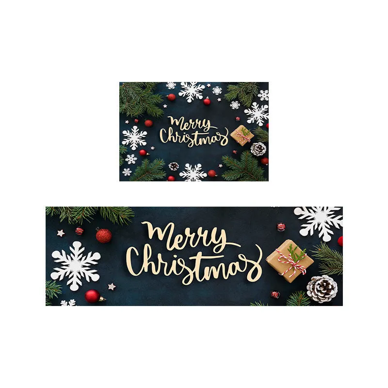 Festive printed Christmas door mat in polyester fibre with American style pattern, 40x60cm square