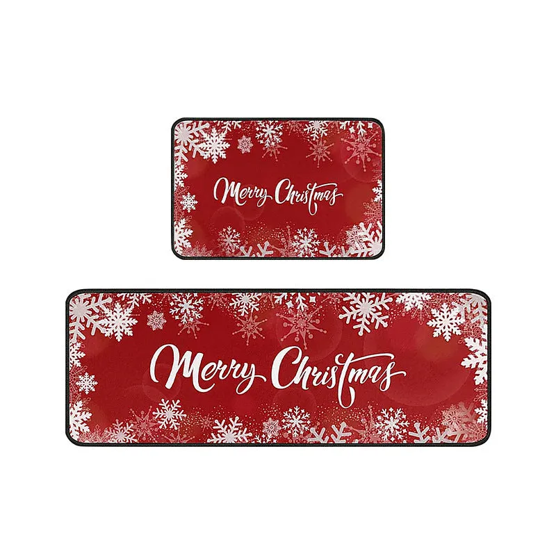 Festive printed Christmas door mat in polyester fibre with American style pattern, 40x60cm square