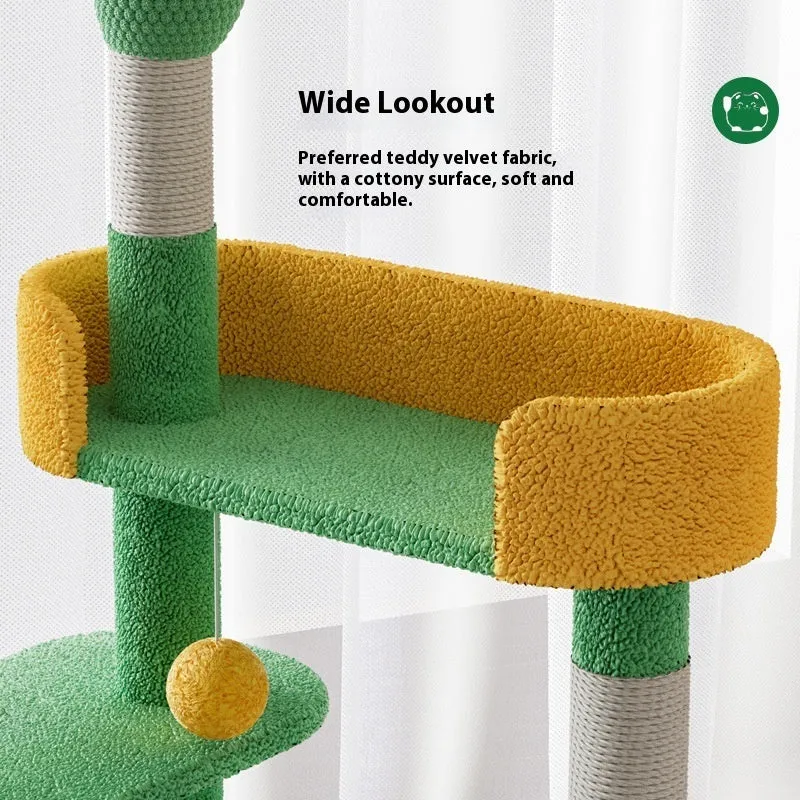 Large cactus cat climbing frame in pastoral style built from density plate, available in two sizes