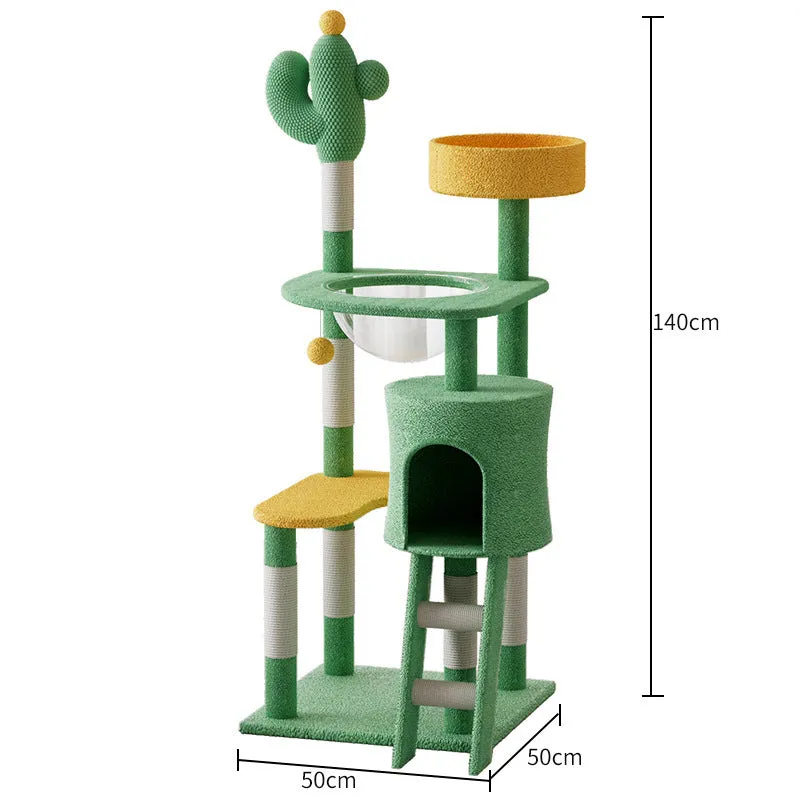 Large cactus cat climbing frame in pastoral style built from density plate, available in two sizes