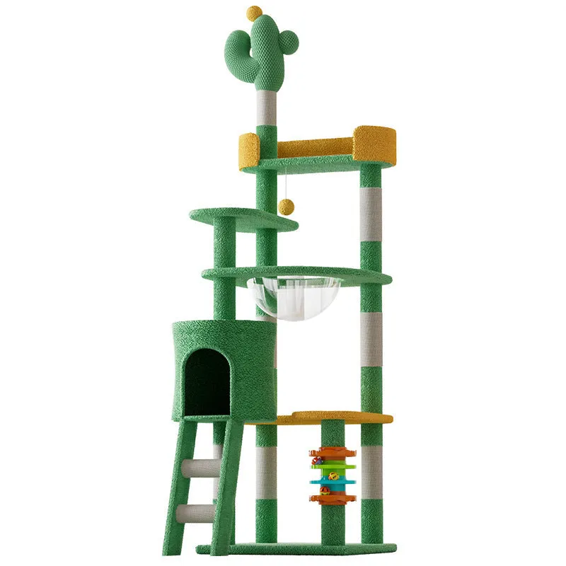 Large cactus cat climbing frame in pastoral style built from density plate, available in two sizes