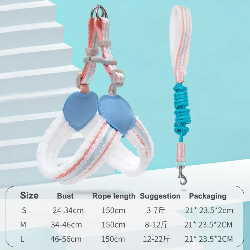 Blue breathable chest vest dog leash 1.5m for small medium dogs like Corgi Shiba Inu Bichon