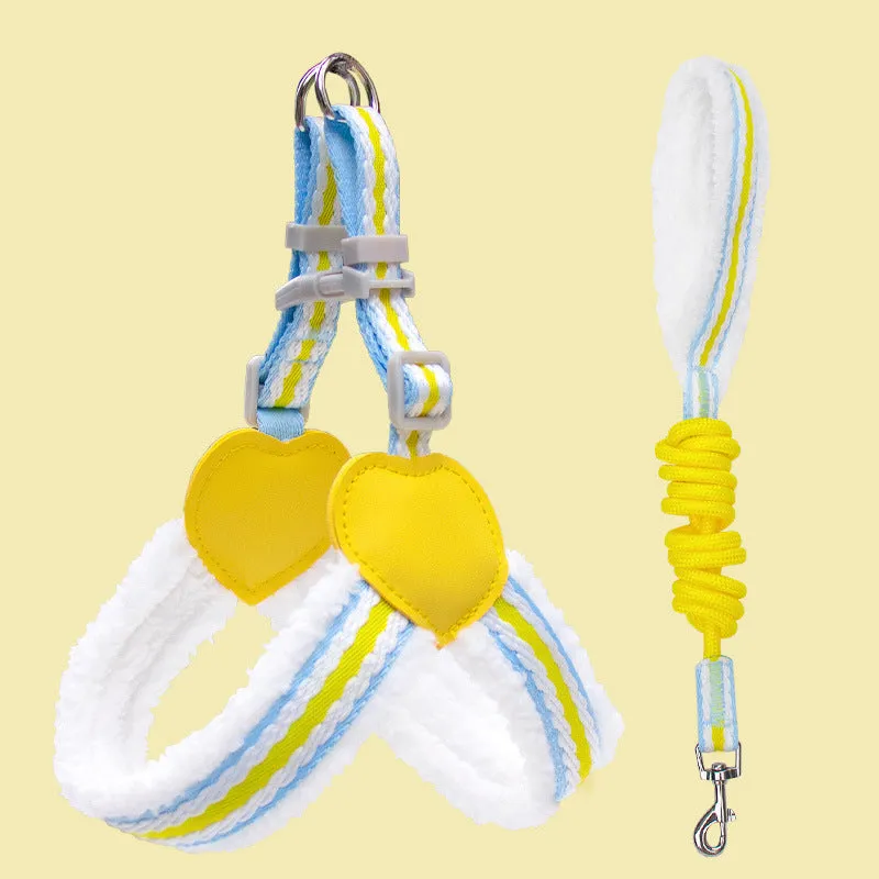 Blue breathable chest vest dog leash 1.5m for small medium dogs like Corgi Shiba Inu Bichon