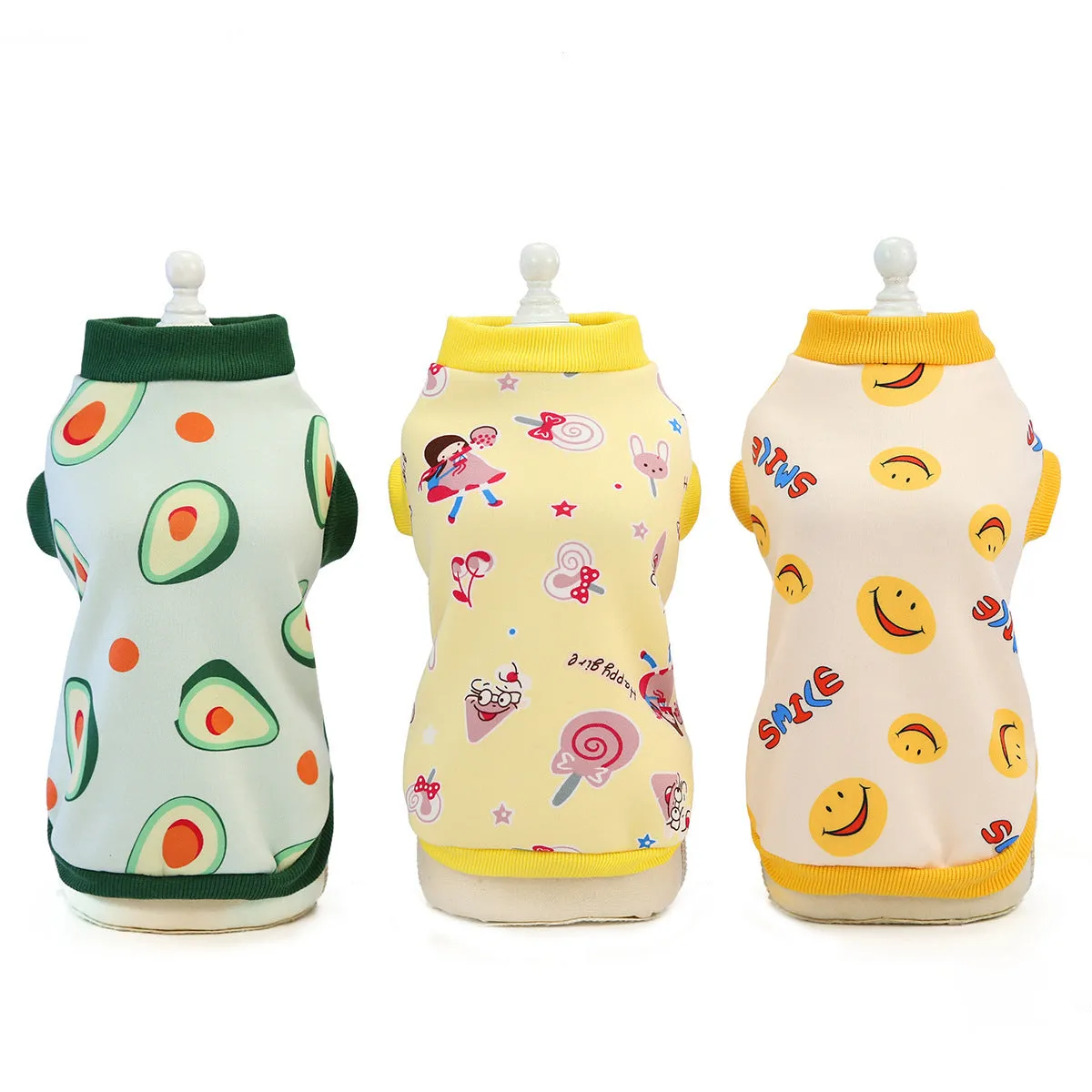 Yellow dinosaur design cotton cat clothes for autumn winter, casual style, available in multiple sizes
