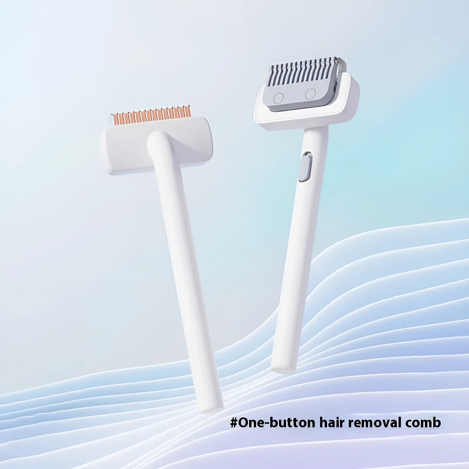 White and gray pet hair unknotting comb with stainless steel teeth for dogs and cats