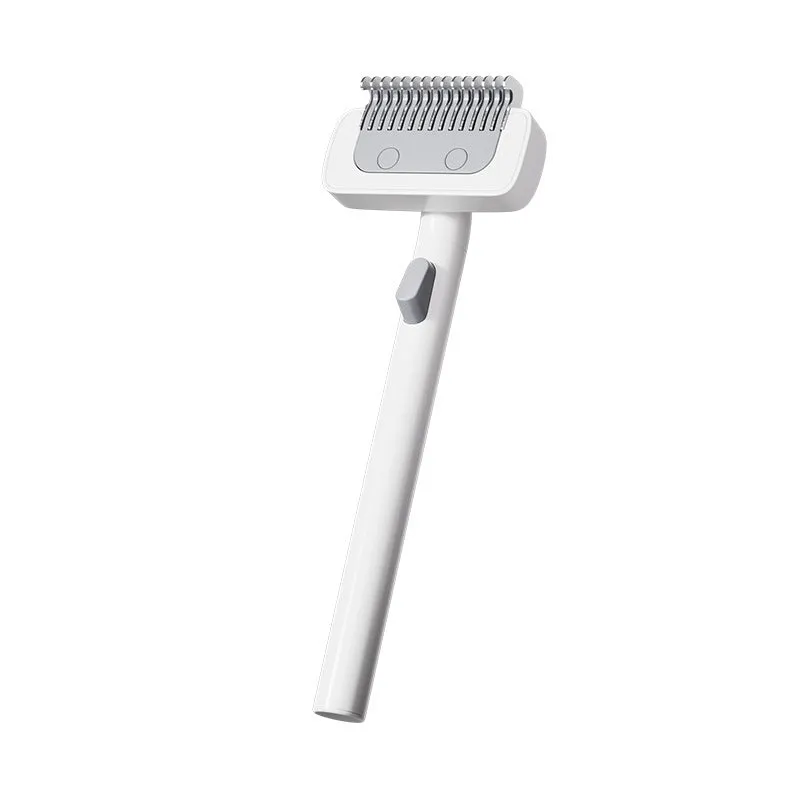 White and gray pet hair unknotting comb with stainless steel teeth for dogs and cats