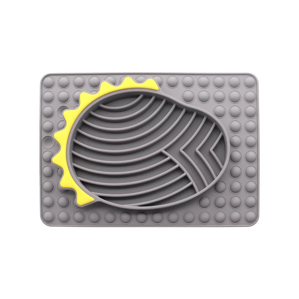 Slow feeder dog bowl lick mat with smooth texture in blue, gray, green, and red colour options
