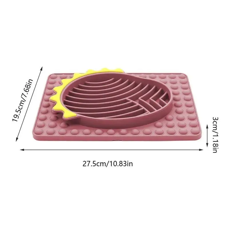 Slow feeder dog bowl lick mat with smooth texture in blue, gray, green, and red colour options