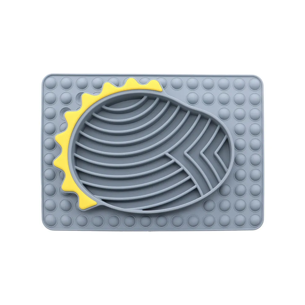 Slow feeder dog bowl lick mat with smooth texture in blue, gray, green, and red colour options