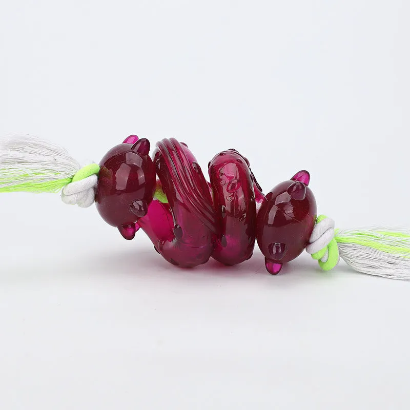 Dog bite leakage toy made of TPR and cotton rope in large size 300x95x85 mm for medium to large dogs