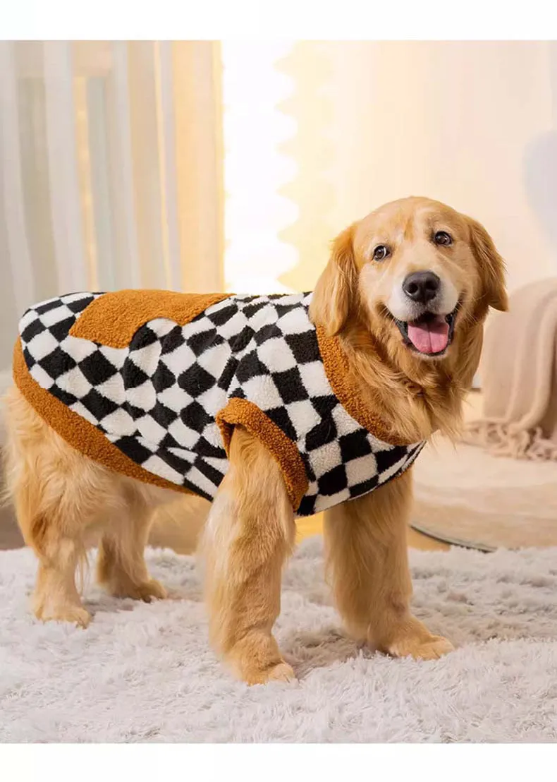 Black lambswool dog fluffy jacket vest cotton-padded with sizes 3XL to 8XL for large breeds
