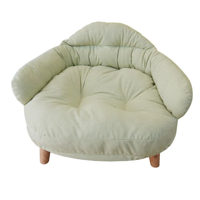 Solid wood off ground cat bed in green with thickened animal bed construction