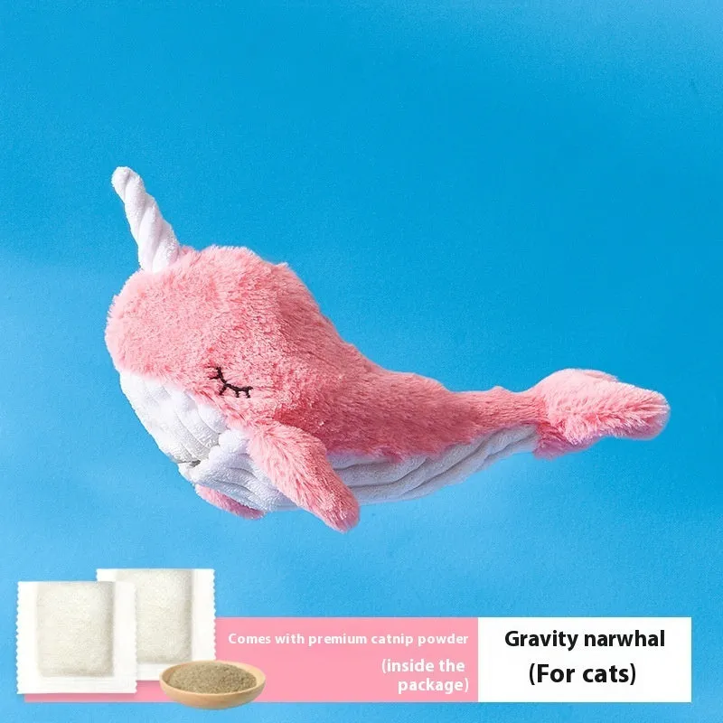 USB rechargeable pet molar tooth cleaning toy in Blue Shark style with soft velvet cloth