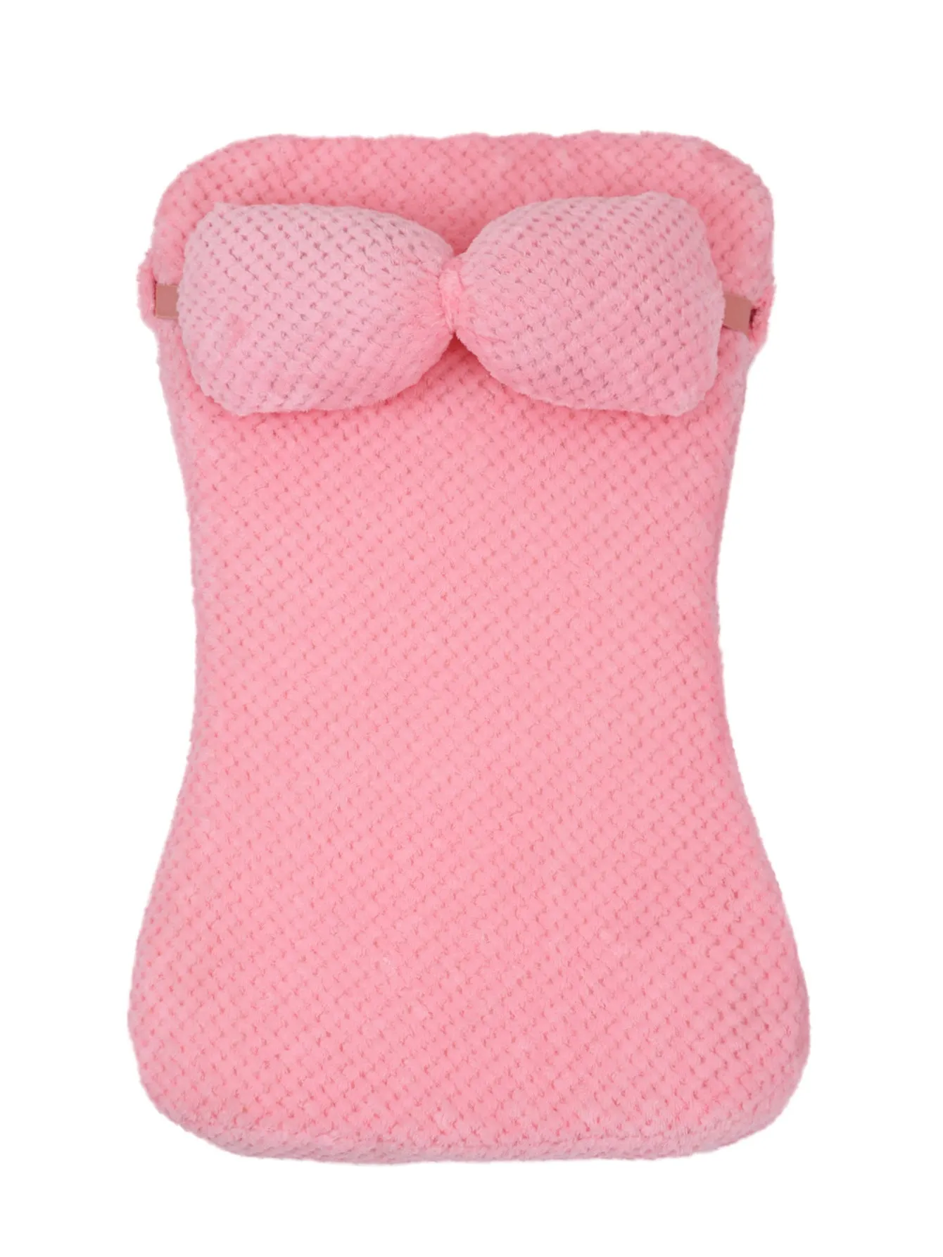 Soft plush pet bed mat with attached pillow in grey, available in sizes S to XL