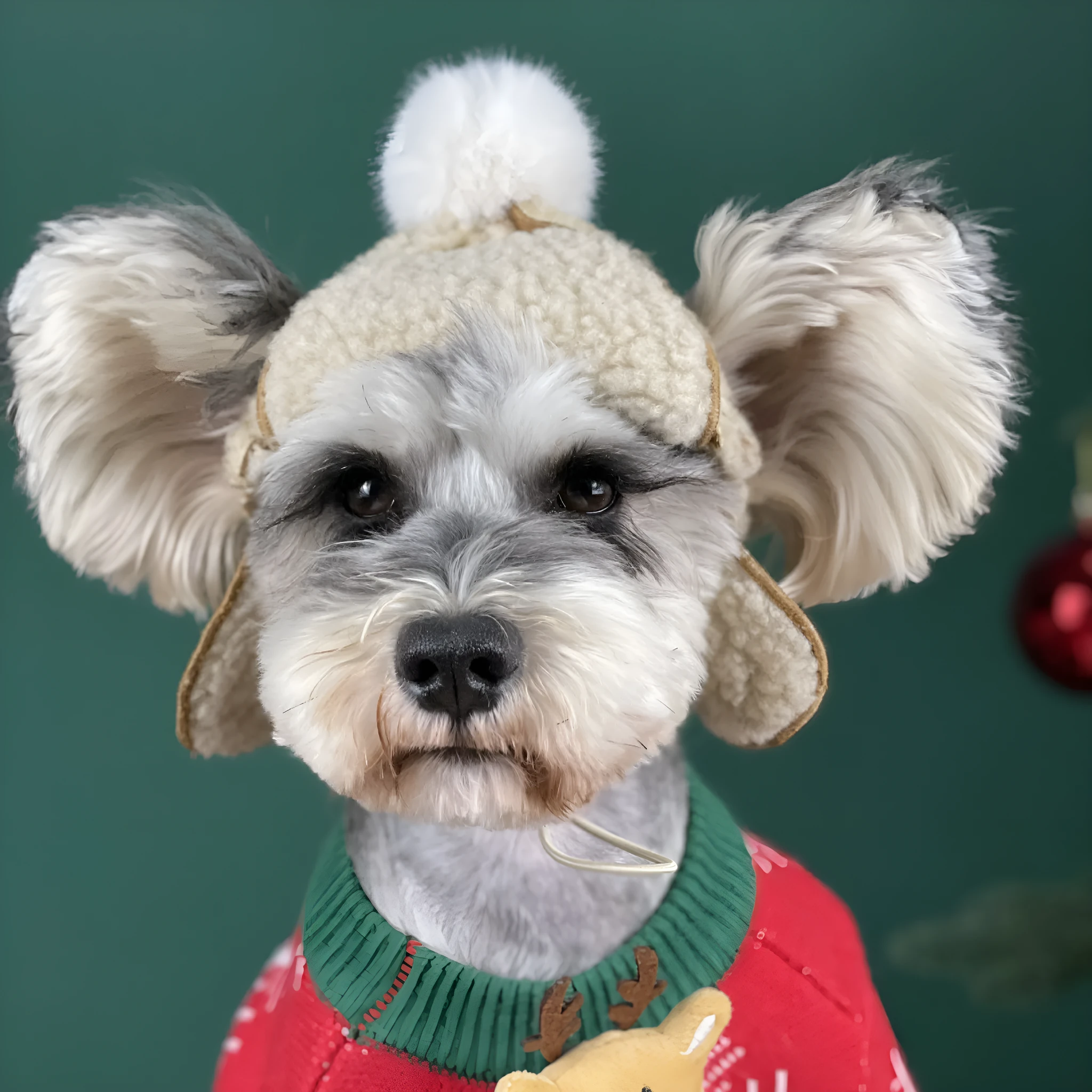 Brown turn ear cap dog hat for Schnauzer and Teddy small dogs two sizes available