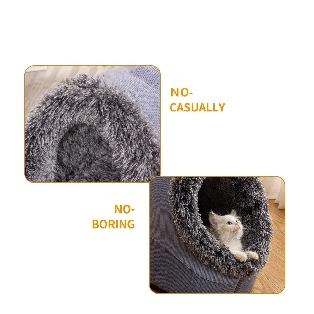 Soft warm washable dog bed mat in gray colour, L size, placed on a kennel floor
