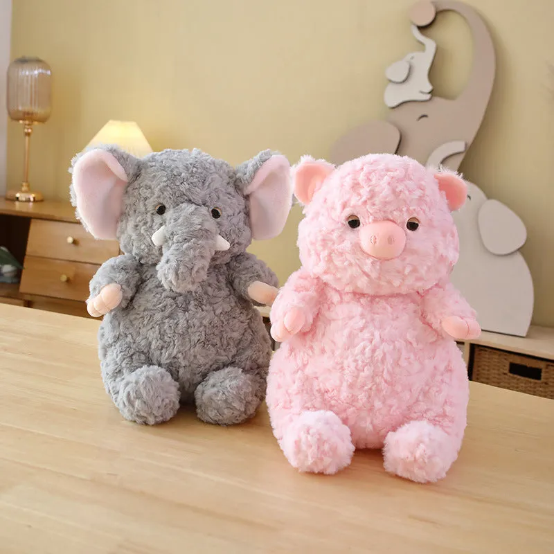 Lazy Series small gray elephant plush toy with soft fabric, 25cm height, on a white background