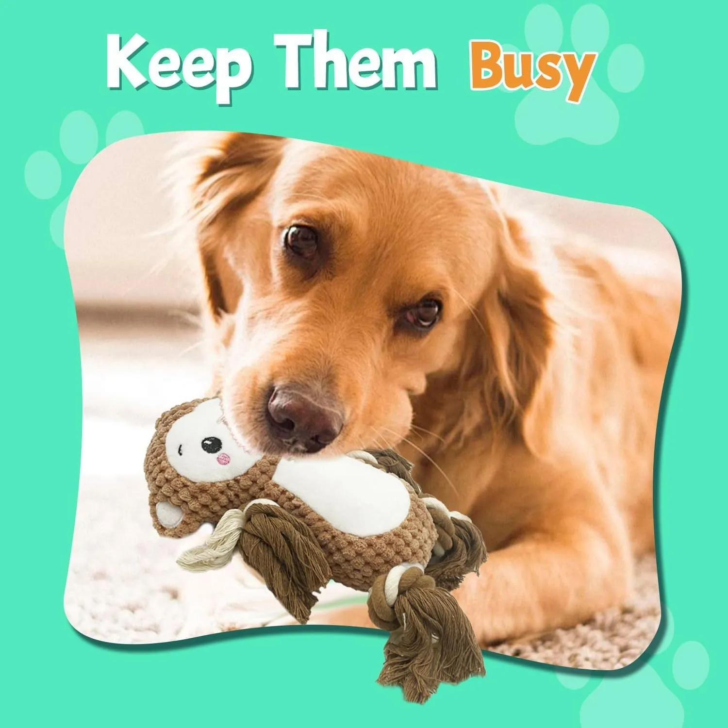 Lion and monkey plush squeaky dog toys bundle for medium to large breeds