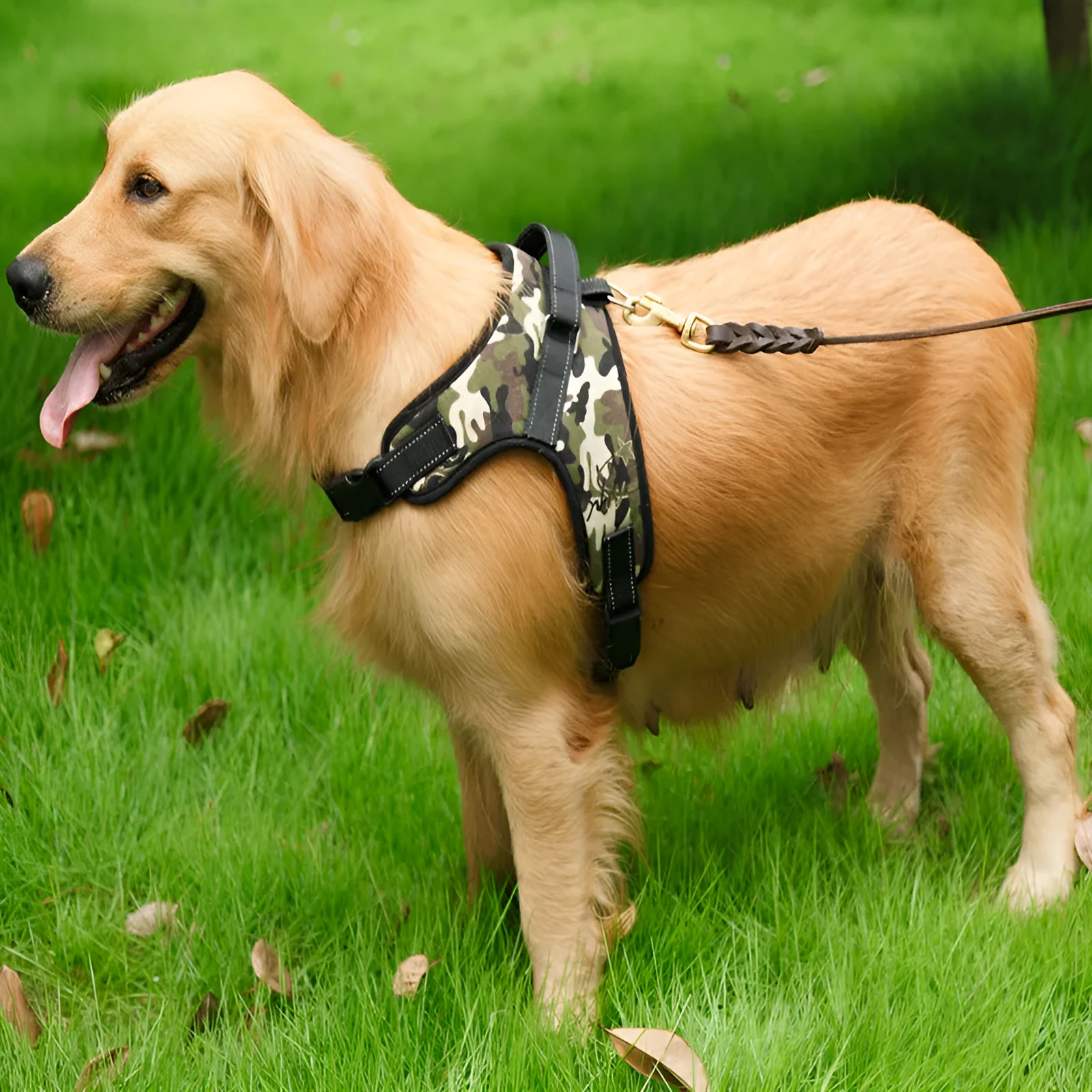 Camouflage Oxford cloth pet saddle chest strap dog vest for outdoor walking training