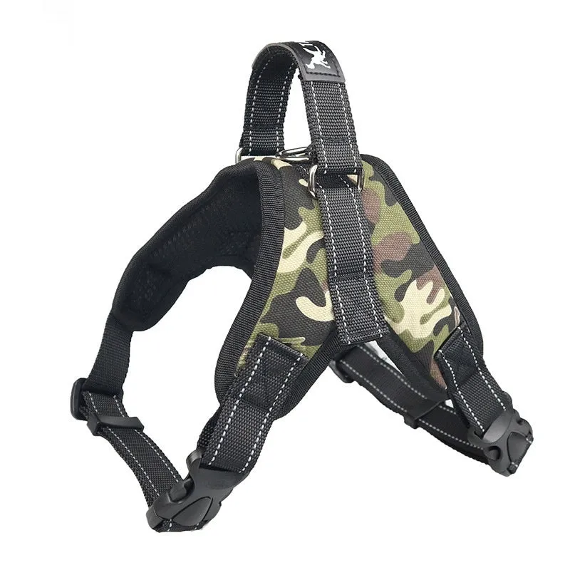Camouflage Oxford cloth pet saddle chest strap dog vest for outdoor walking training