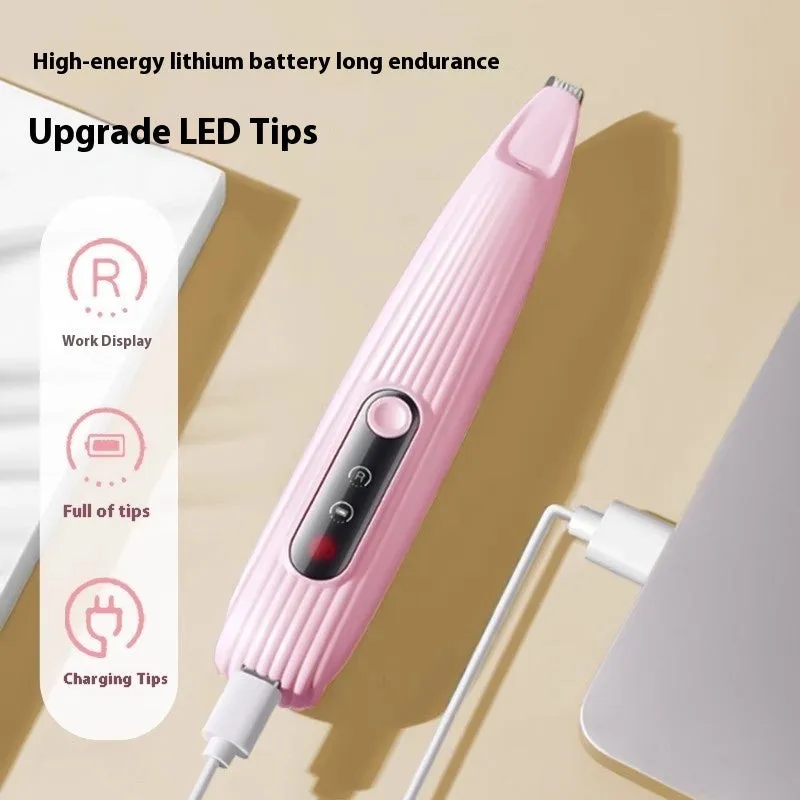 Electric pet nail grinding machine in pink, low-noise rechargeable 5W