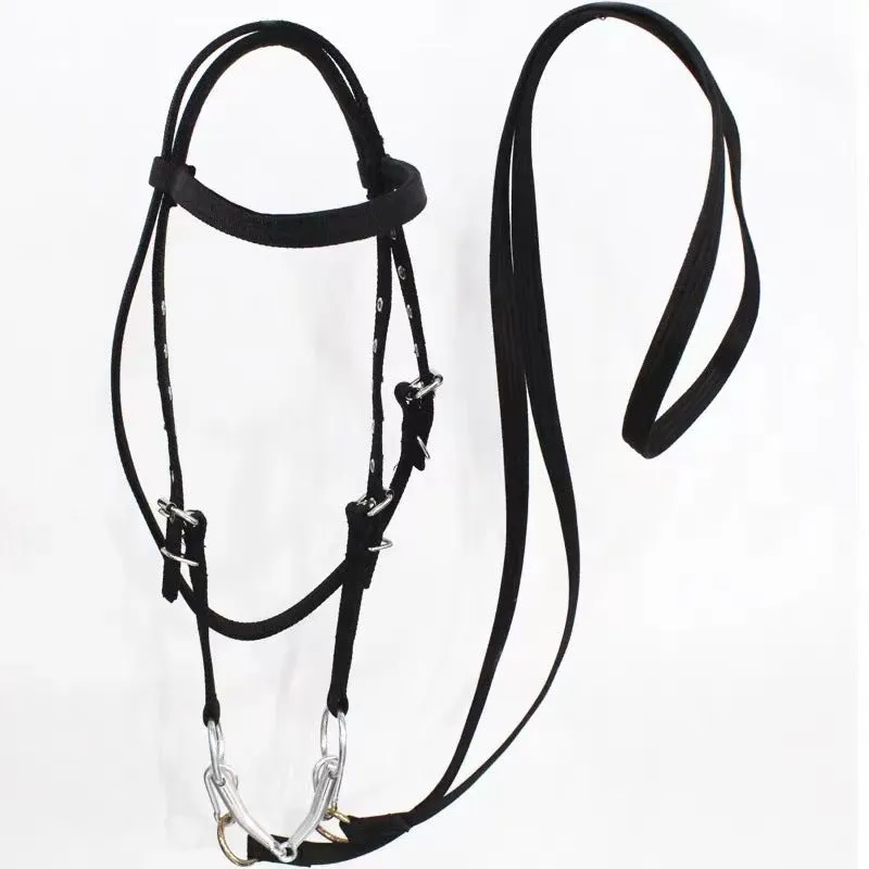Black large fibre horse halter rope 1.3m for equestrian riding and leading