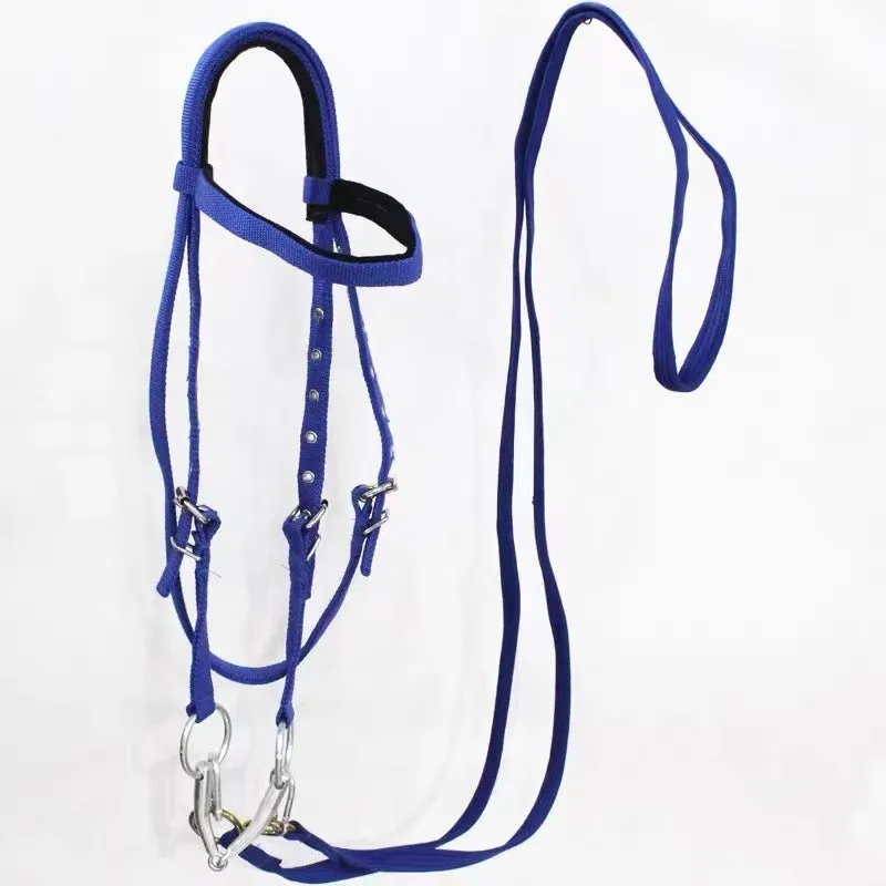 Black large fibre horse halter rope 1.3m for equestrian riding and leading