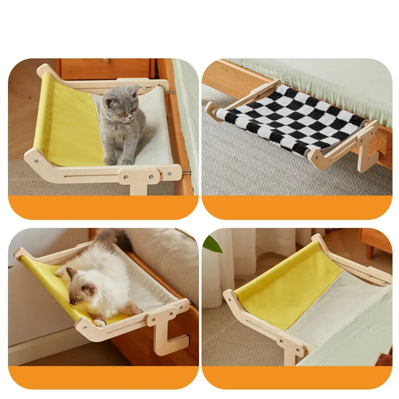 Soft hanging cat hammock bed on a windowsill, available in multiple colours