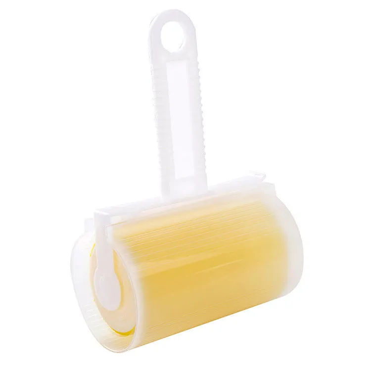 Blue reusable washable lint roller with cover for removing pet hair from clothes and sofas.